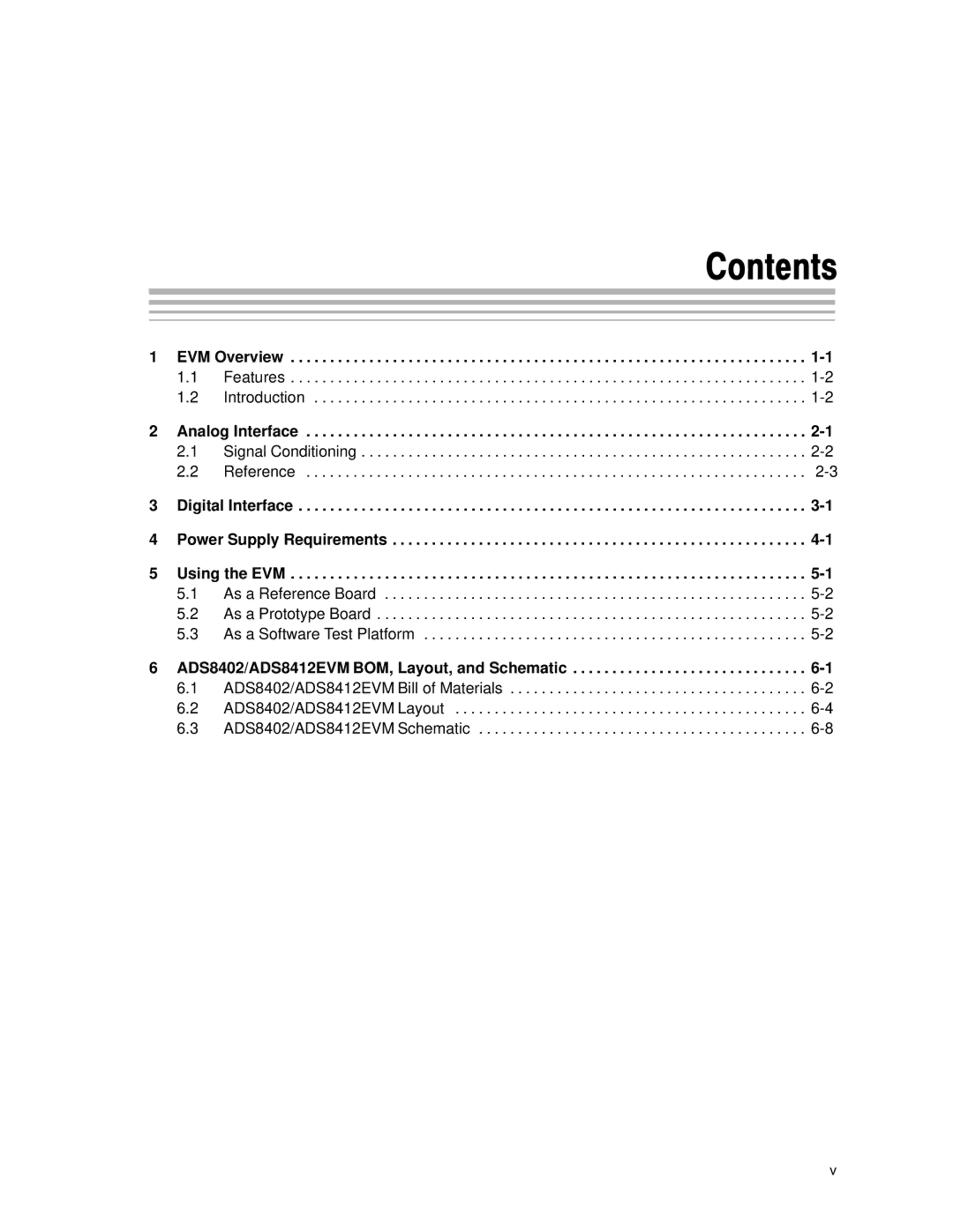 Texas Instruments ADS8402 EVM, ADS8412 EVM manual Contents 