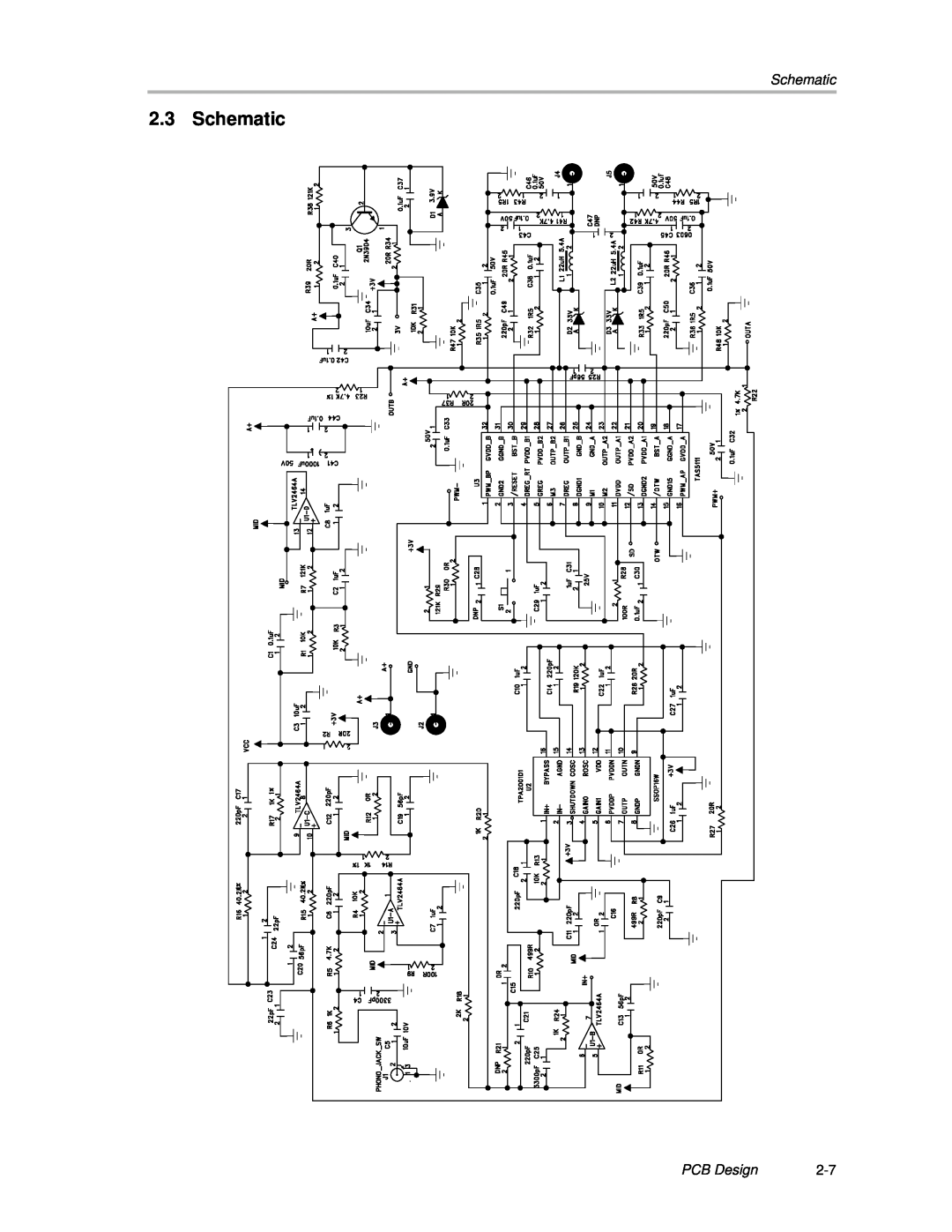 Texas Instruments APA100 manual Schematic, PCB Design 