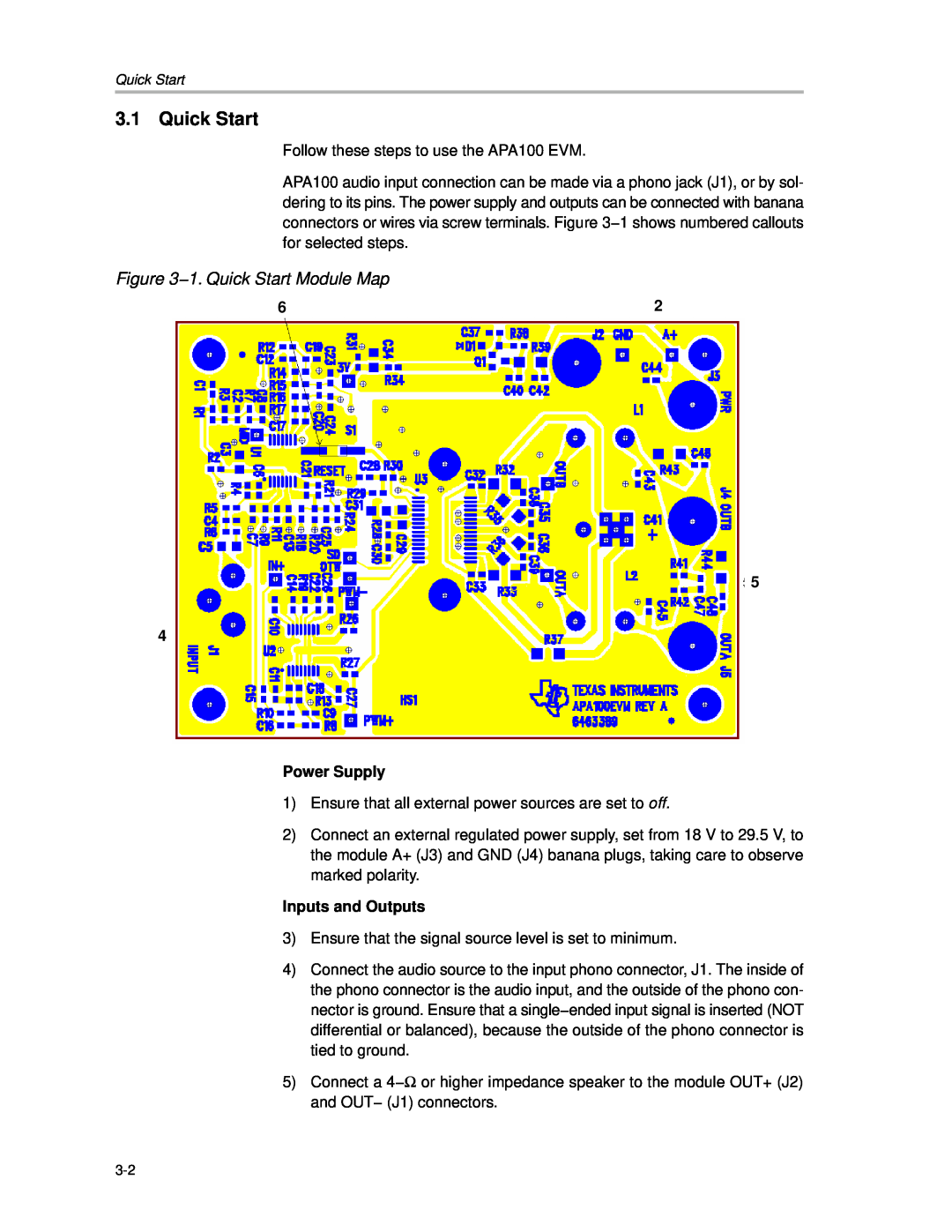 Texas Instruments APA100 manual 1. Quick Start Module Map 