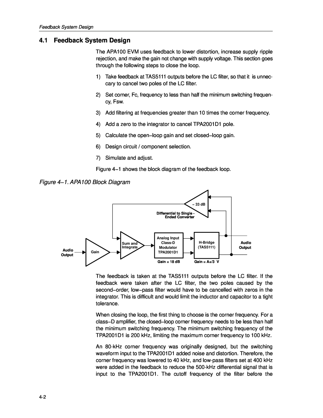 Texas Instruments manual Feedback System Design, 1. APA100 Block Diagram 