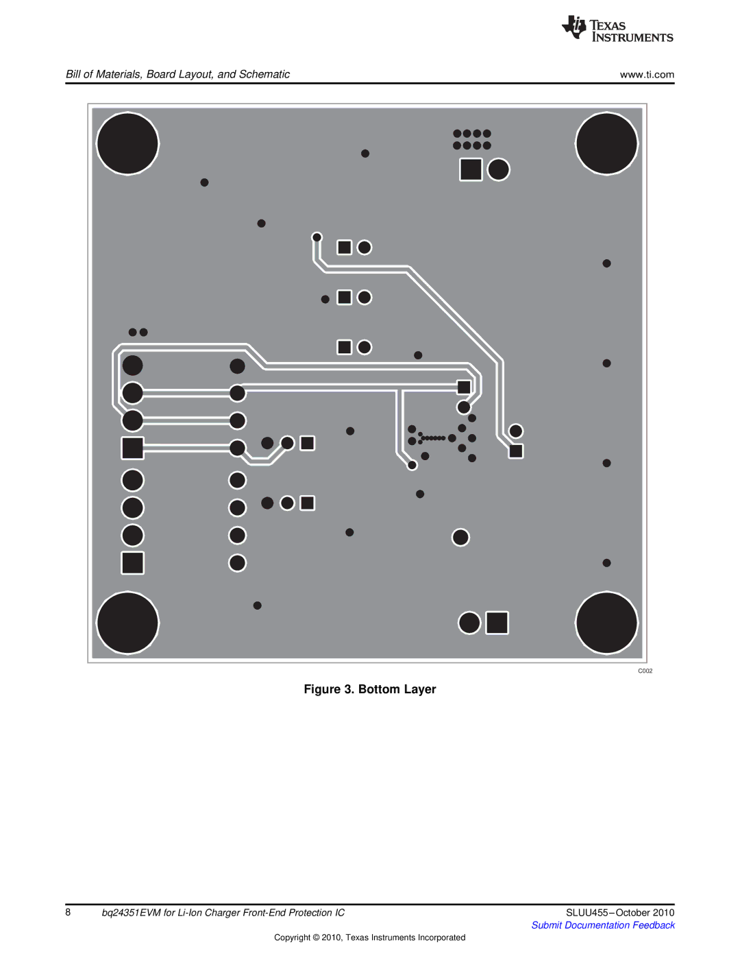 Texas Instruments BQ24351EVM manual Bottom Layer 