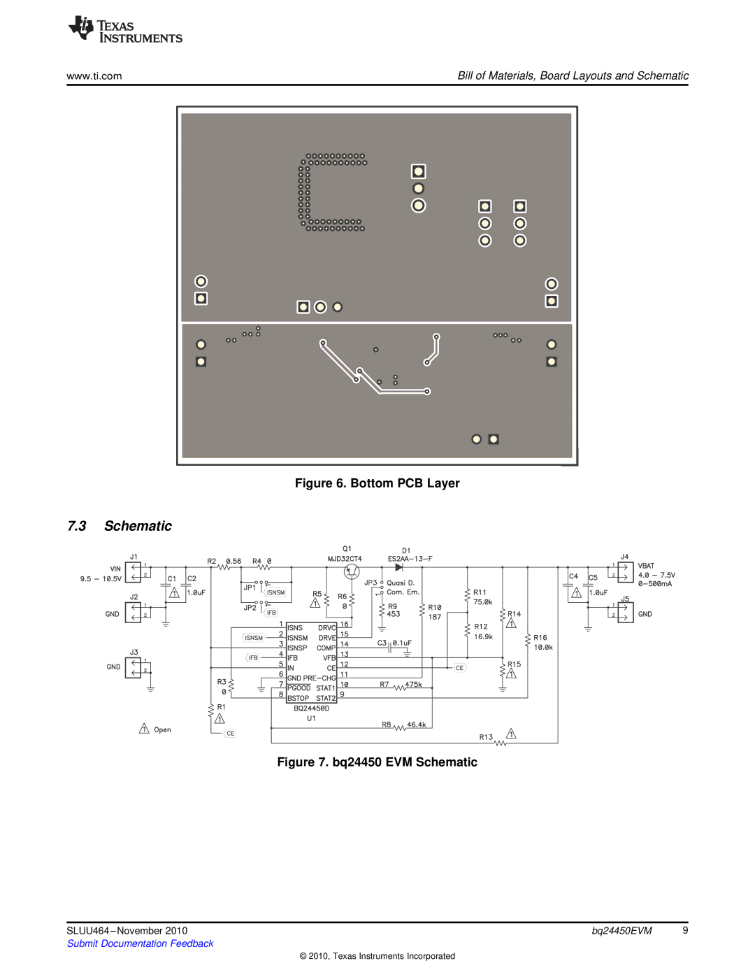 Texas Instruments BQ24450EVM manual Schematic, Bottom PCB Layer 