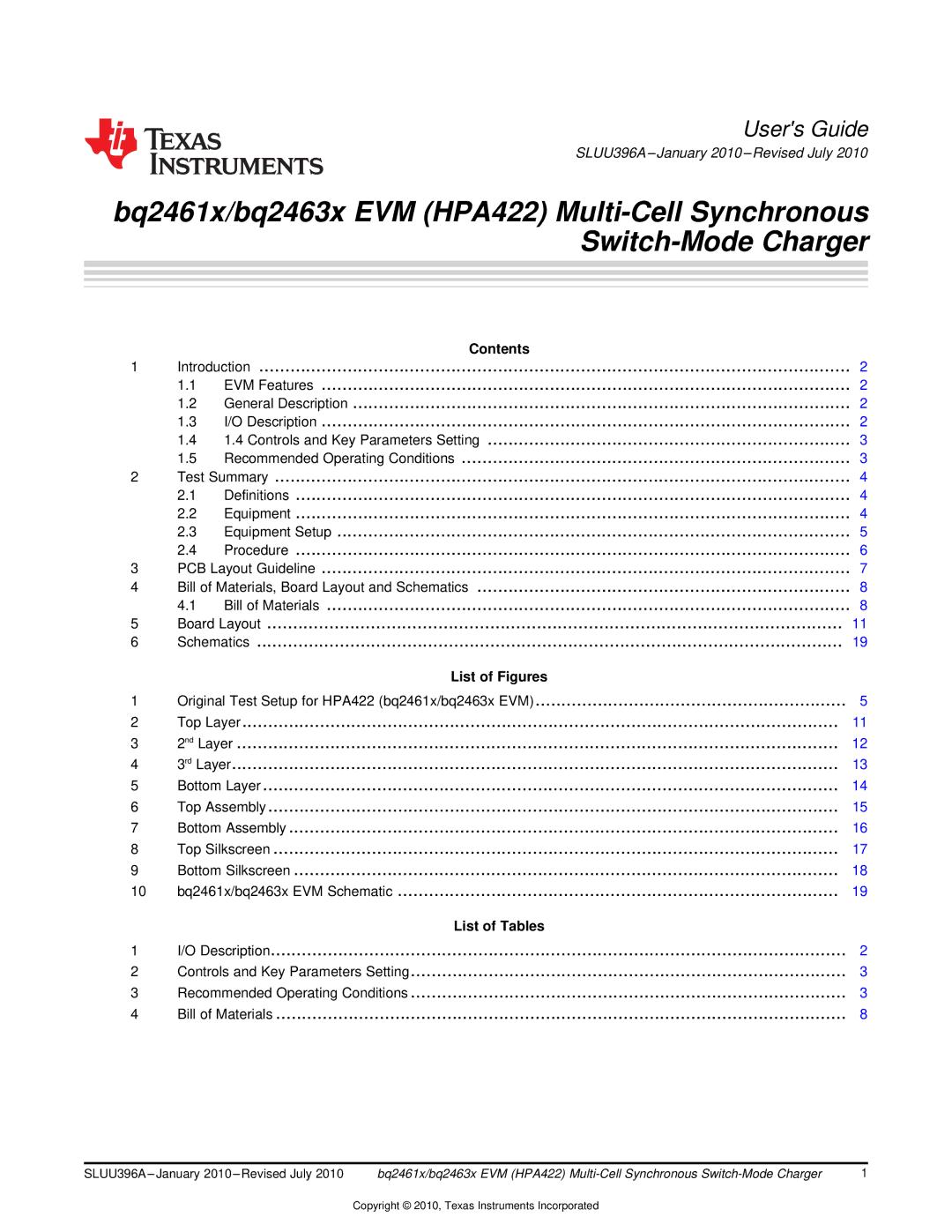 Texas Instruments BQ2461X, BQ2463X EVM manual Users Guide 