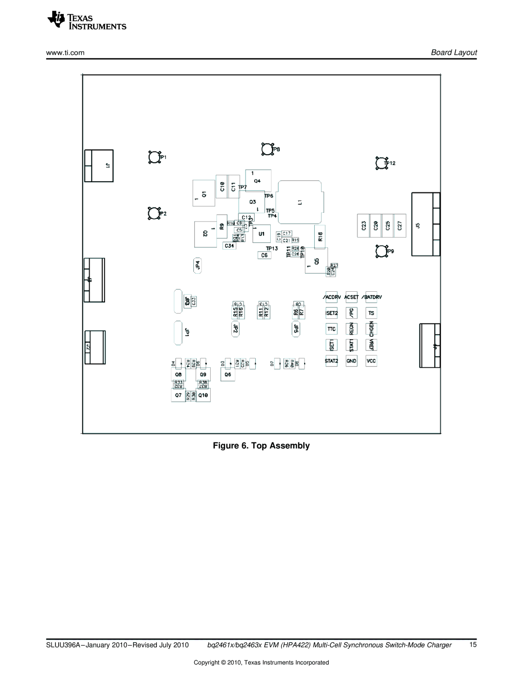 Texas Instruments BQ2461X, BQ2463X EVM manual Top Assembly 