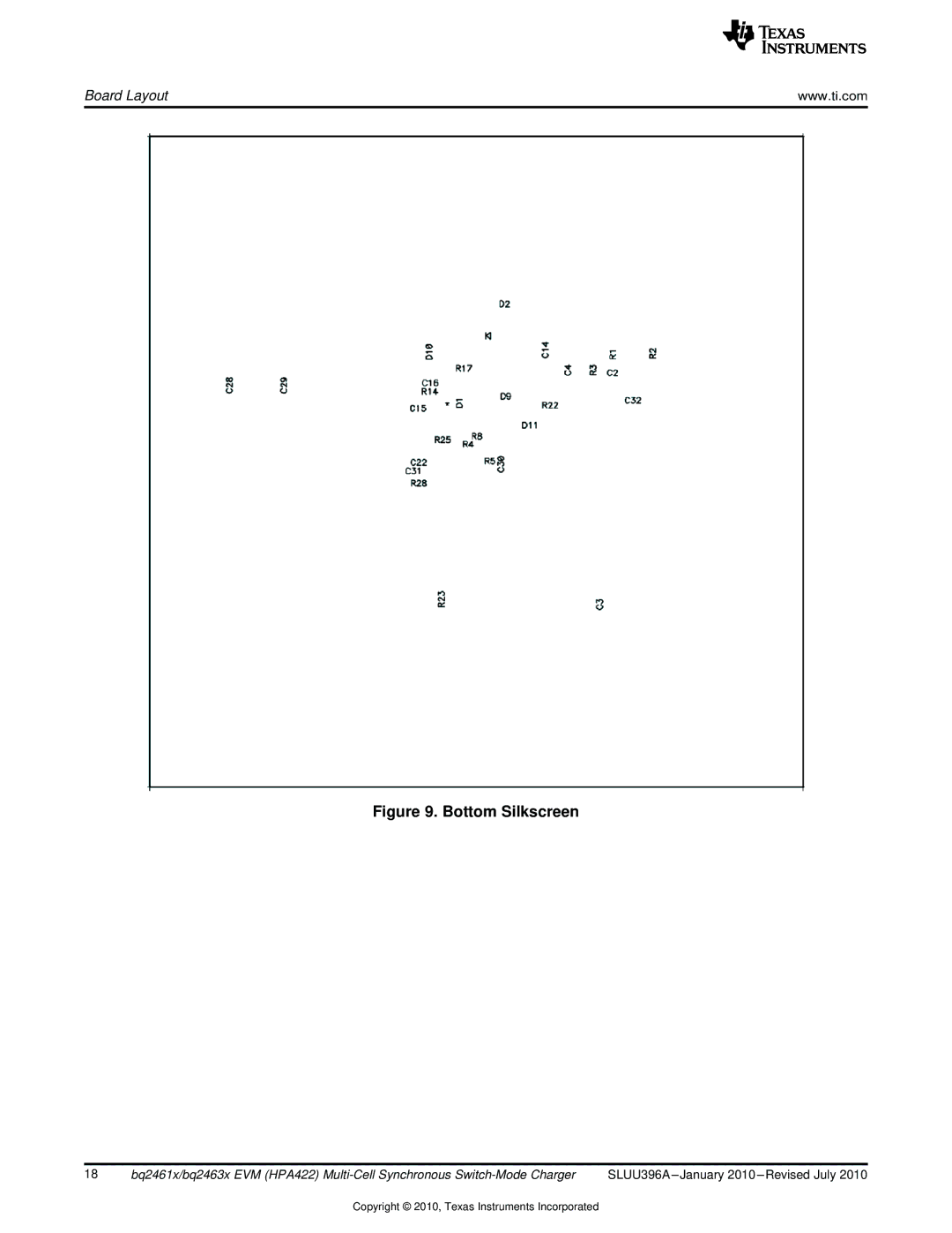 Texas Instruments BQ2463X EVM, BQ2461X manual Bottom Silkscreen 