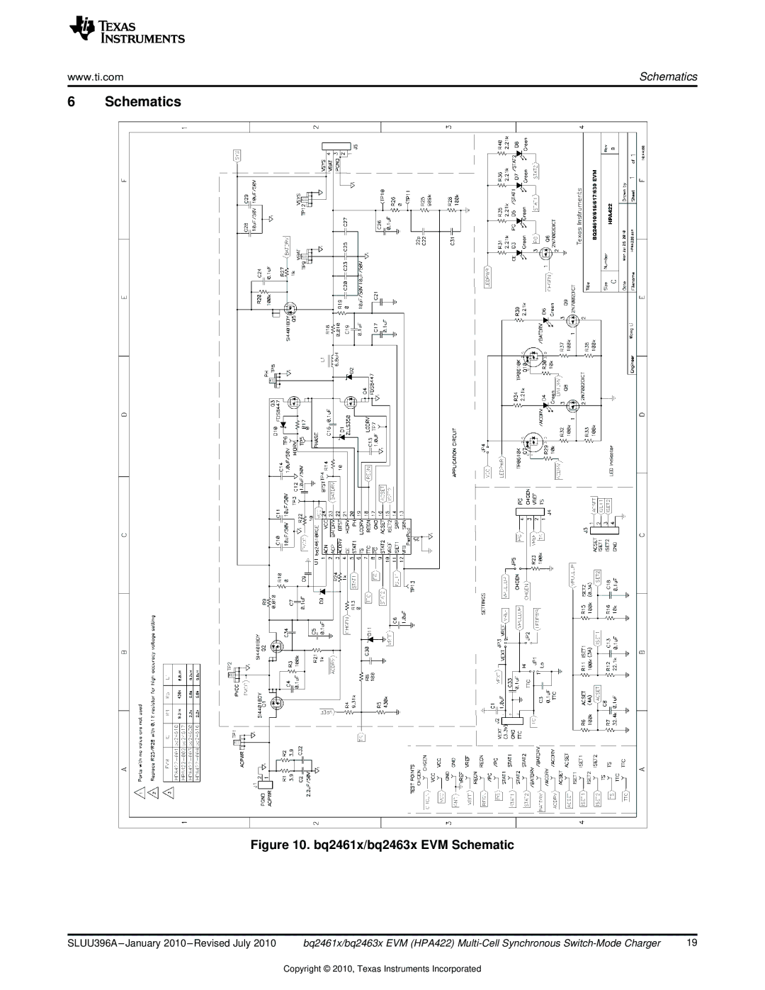 Texas Instruments BQ2461X, BQ2463X EVM manual Schematics 