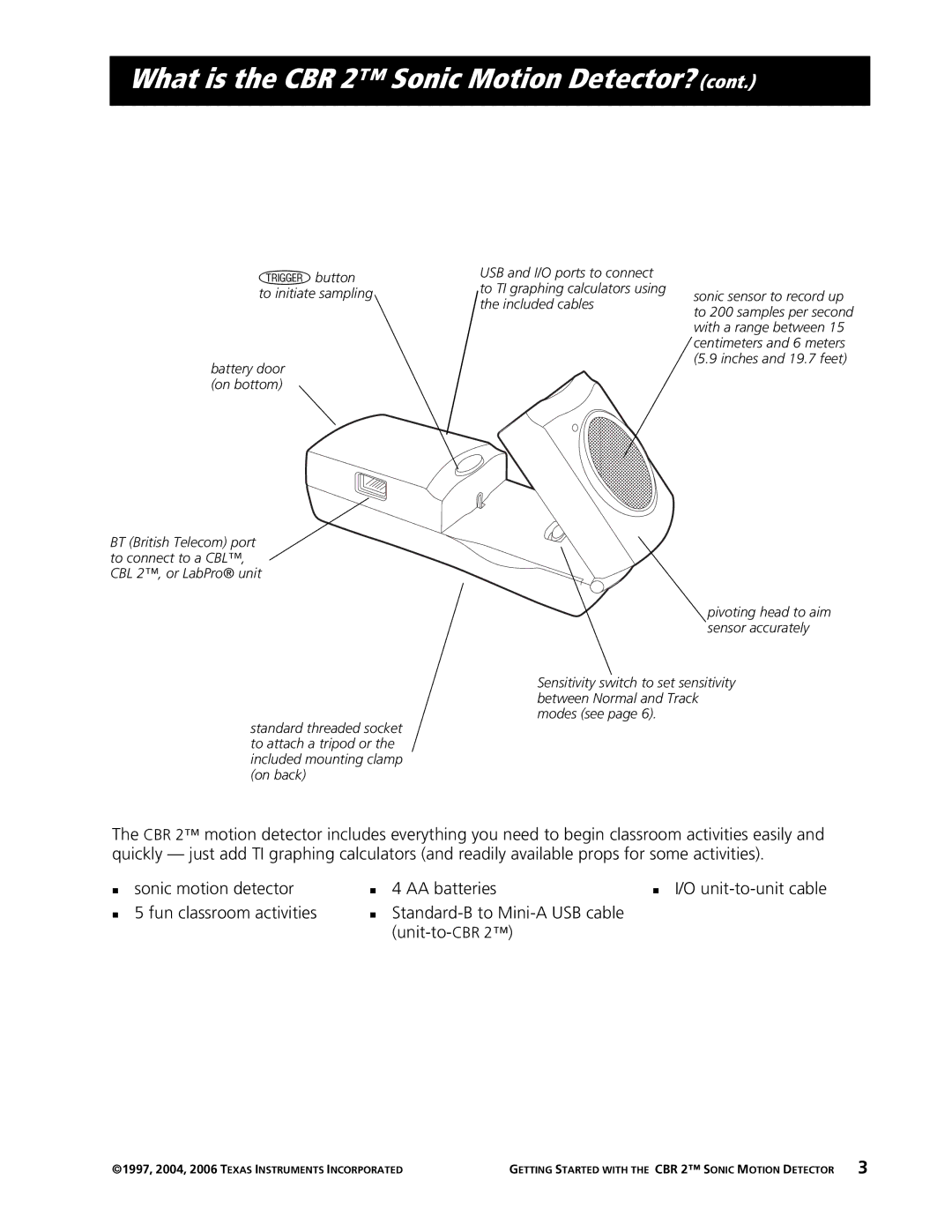 Texas Instruments CBR 2 manual With a range between 