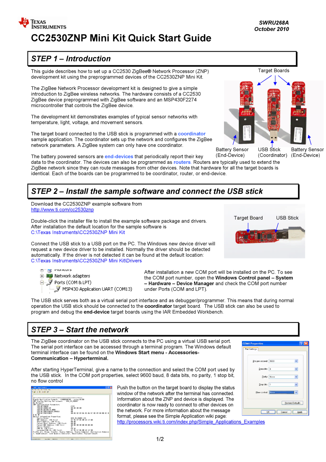 Texas Instruments CC2530ZNP quick start Introduction, Install the sample software and connect the USB stick 