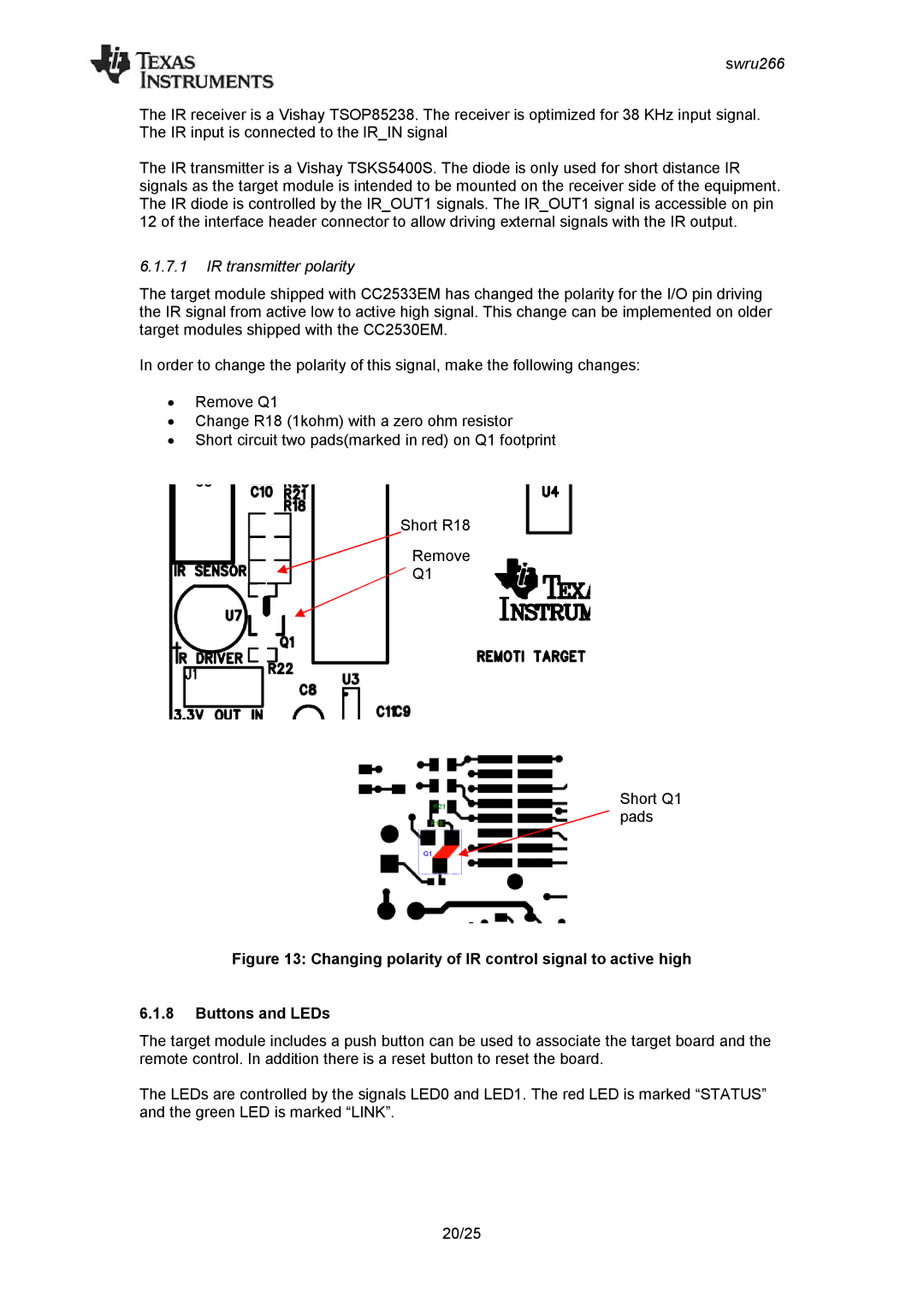 Texas Instruments CC2533 manual IR transmitter polarity 