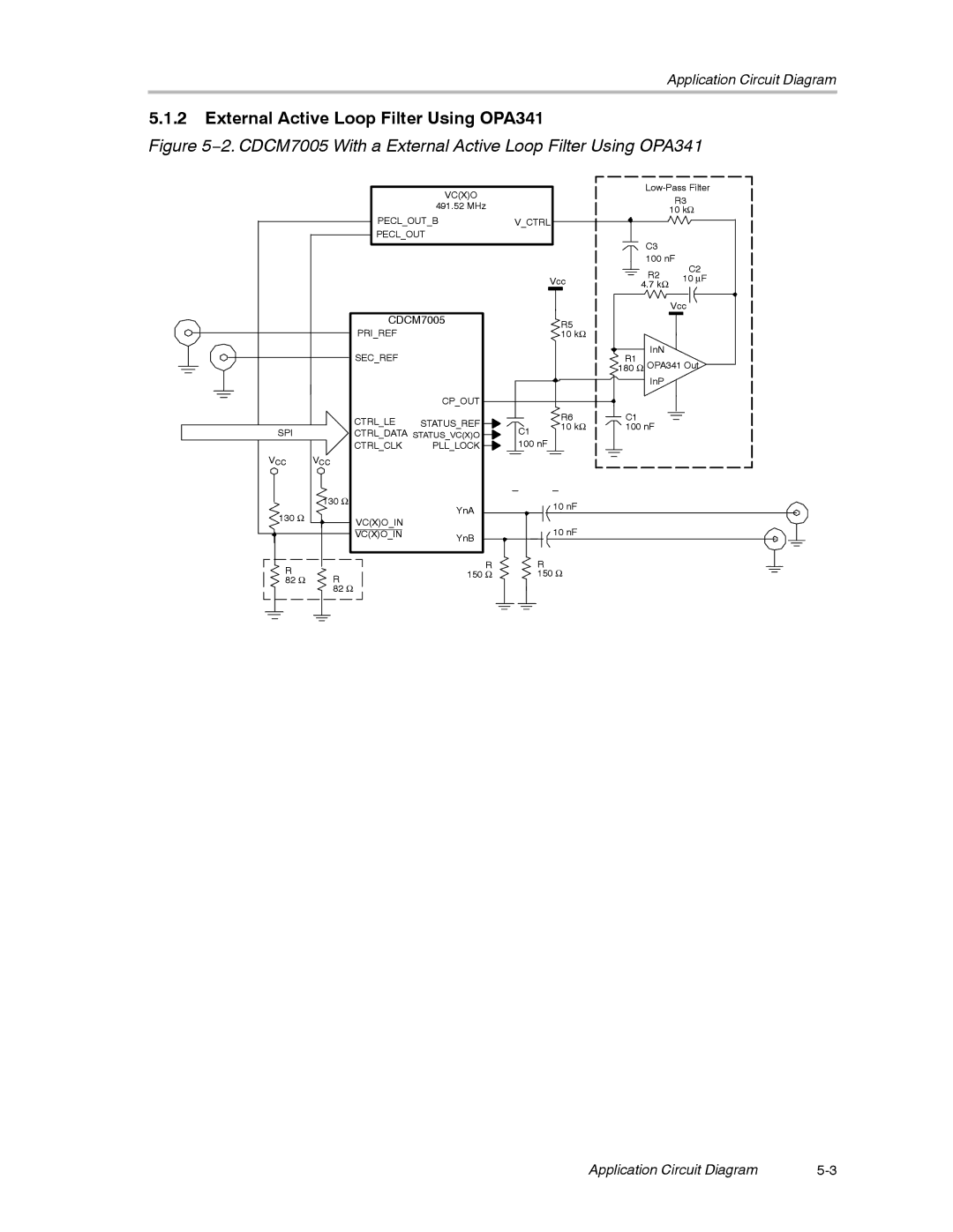 Texas Instruments CDCM7005 manual External Active Loop Filter Using OPA341 