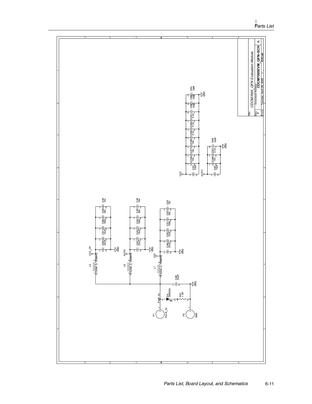 Texas Instruments CDCM7005 manual Ve RParts List 