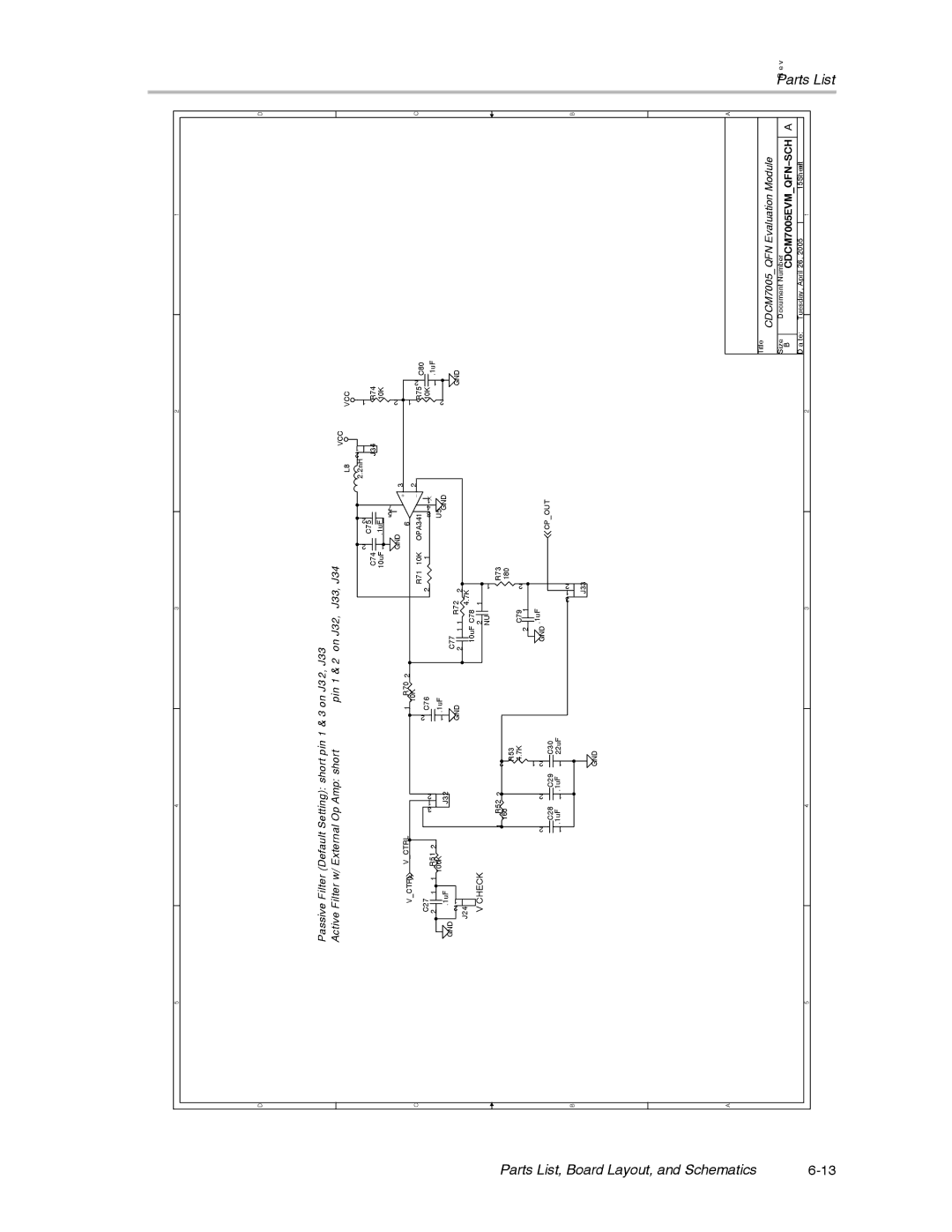 Texas Instruments CDCM7005 manual PartsList 