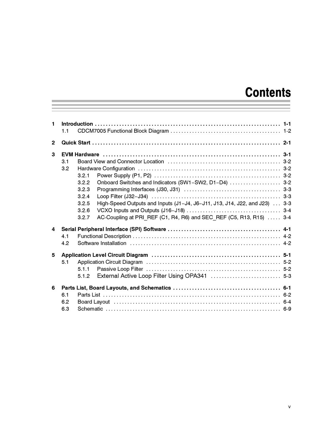 Texas Instruments CDCM7005 manual Contents 