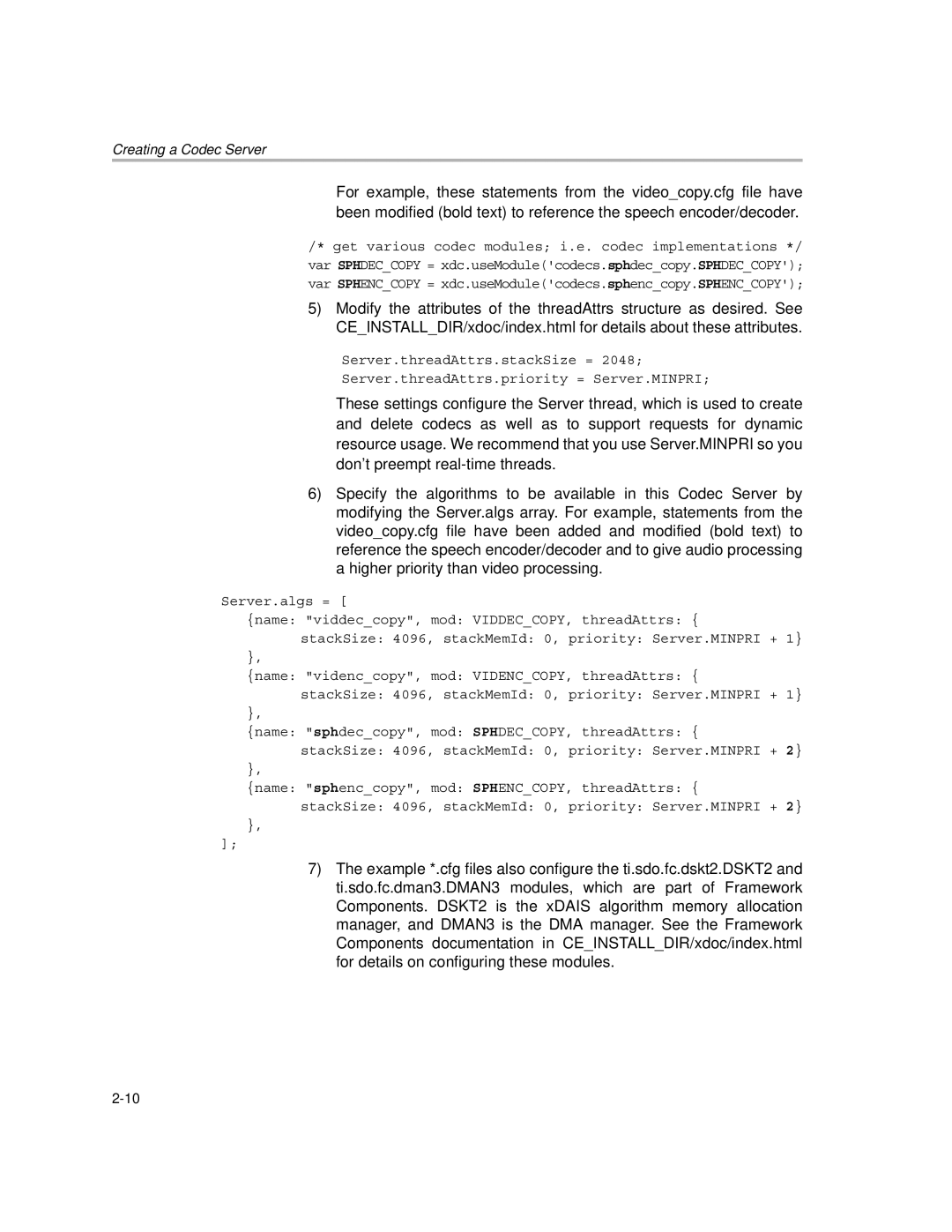 Texas Instruments Codec Engine Server manual Creating a Codec Server 