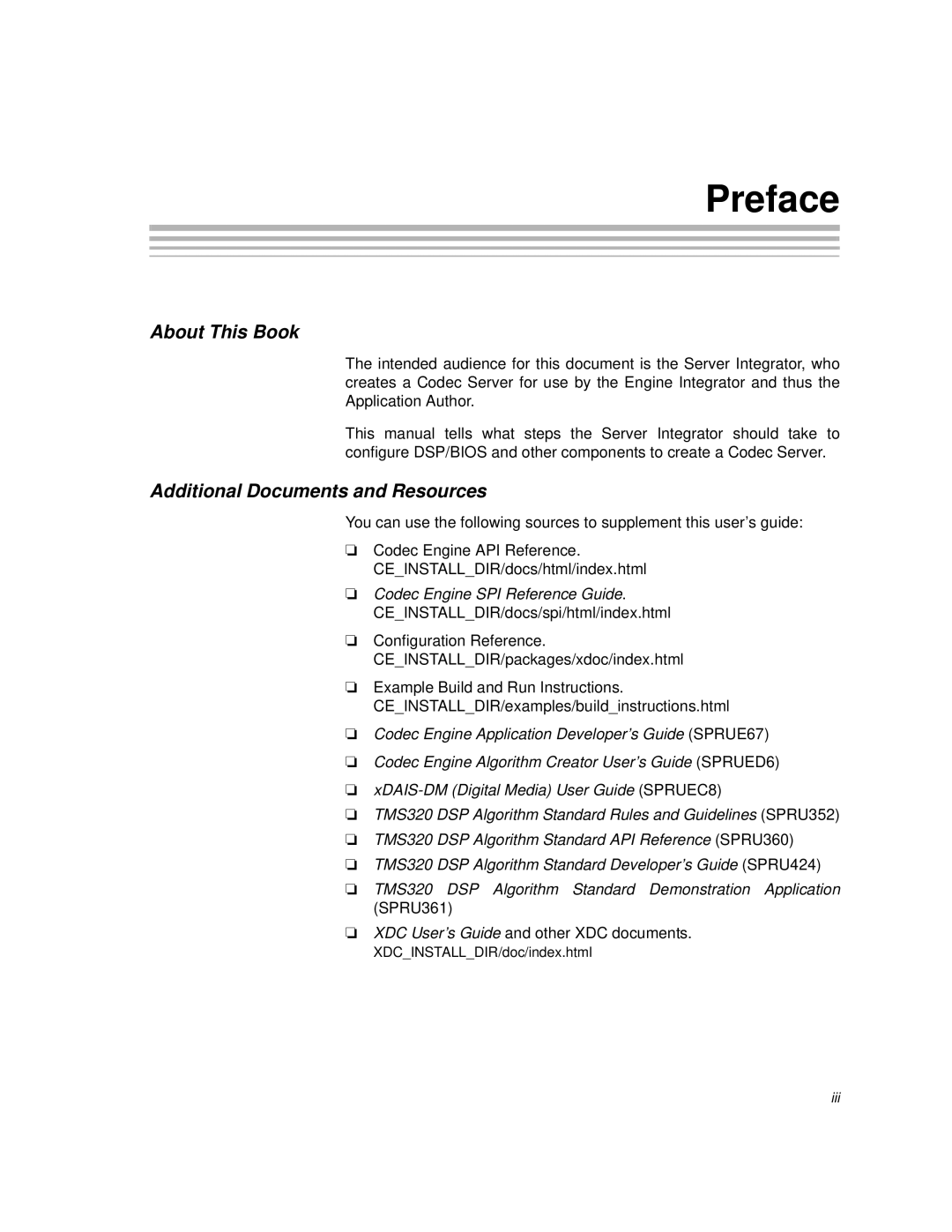 Texas Instruments Codec Engine Server manual Preface 