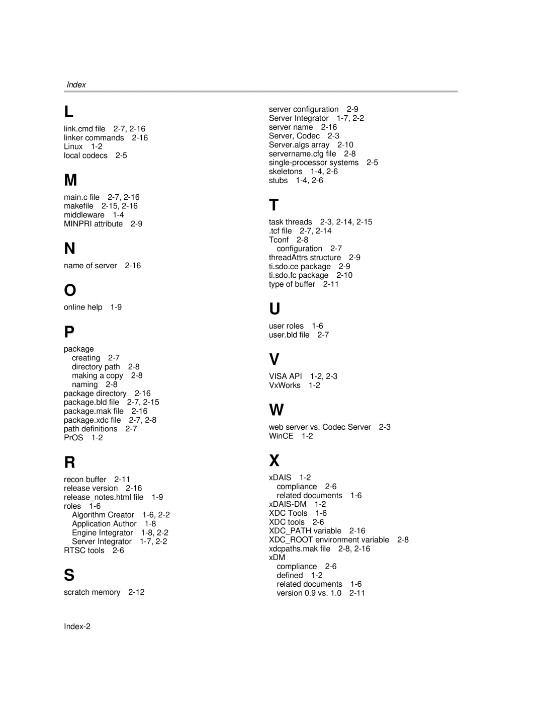 Texas Instruments Codec Engine Server manual Index 