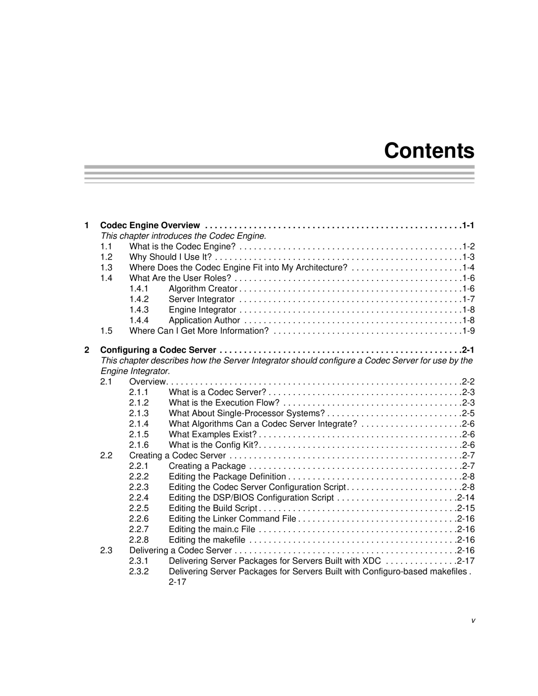 Texas Instruments Codec Engine Server manual Contents 