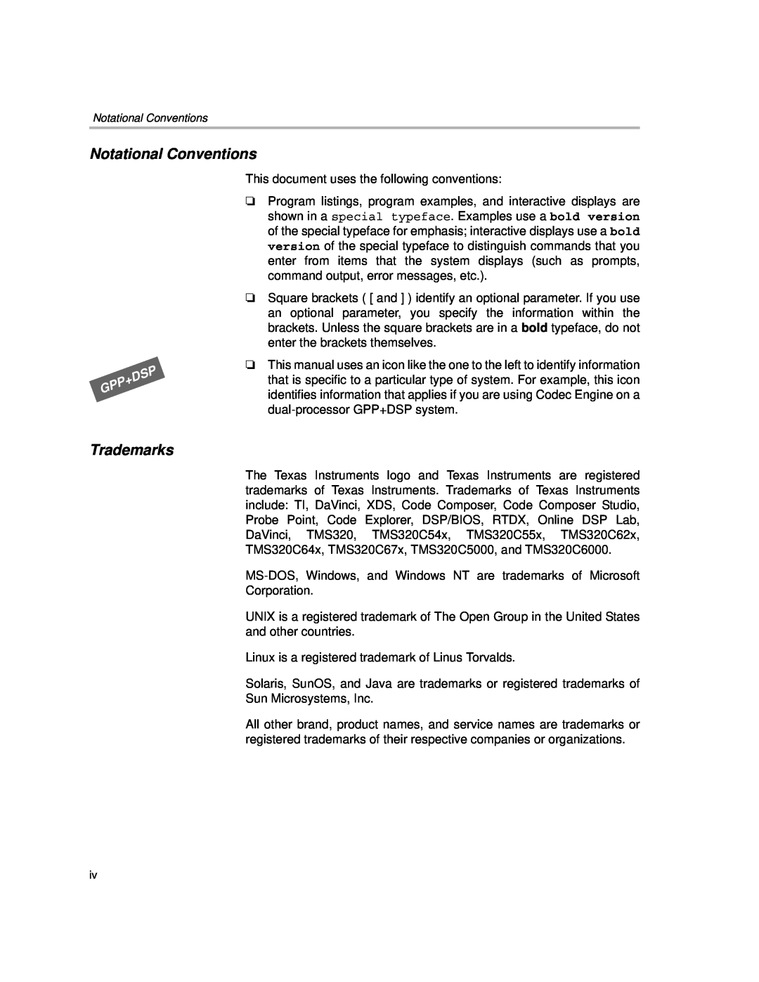 Texas Instruments Codec Engine Server manual Notational Conventions, Trademarks 