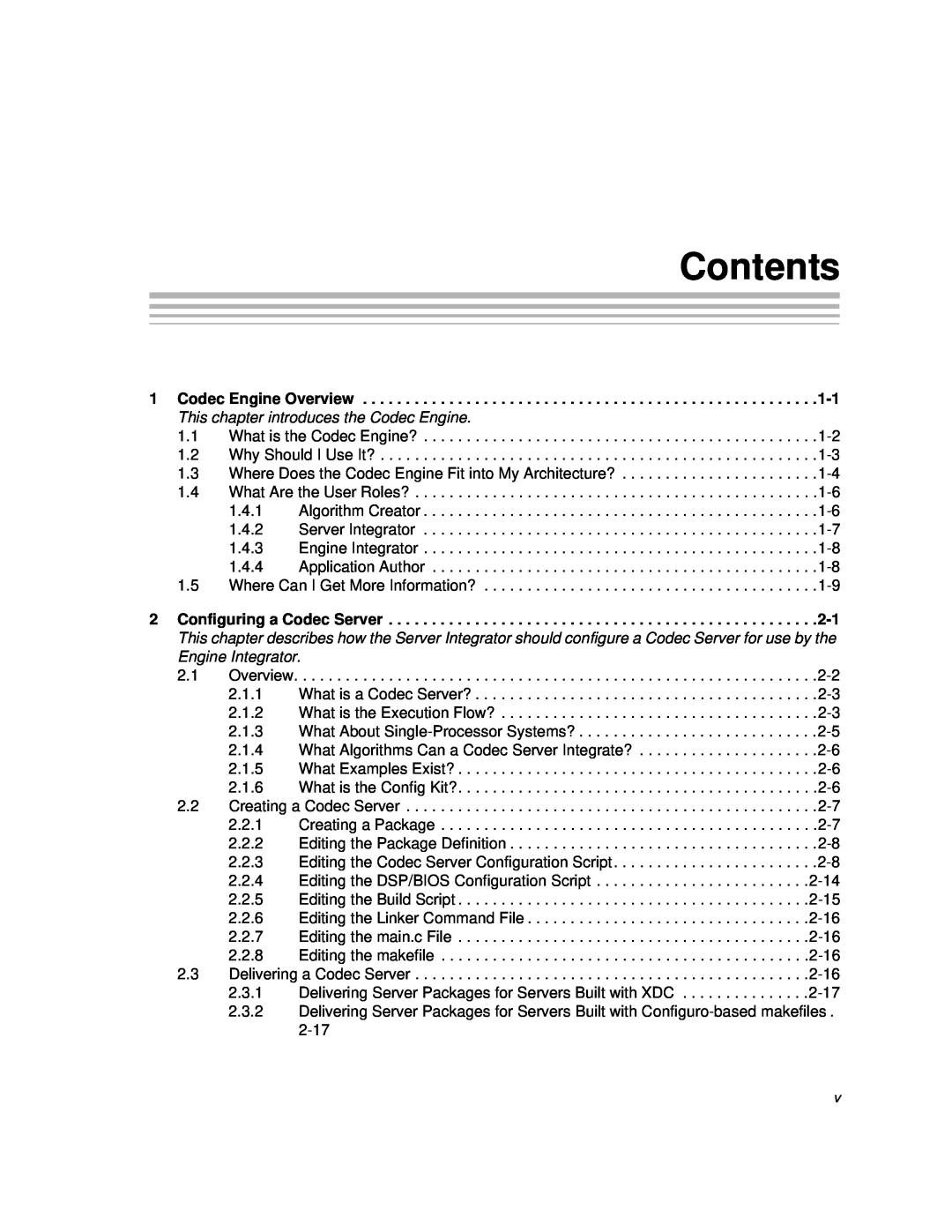 Texas Instruments Codec Engine Server manual Contents, Codec Engine Overview 
