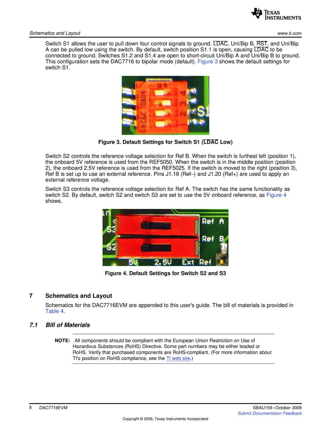 Texas Instruments DAC7716EVM manual Schematics and Layout, Bill of Materials 