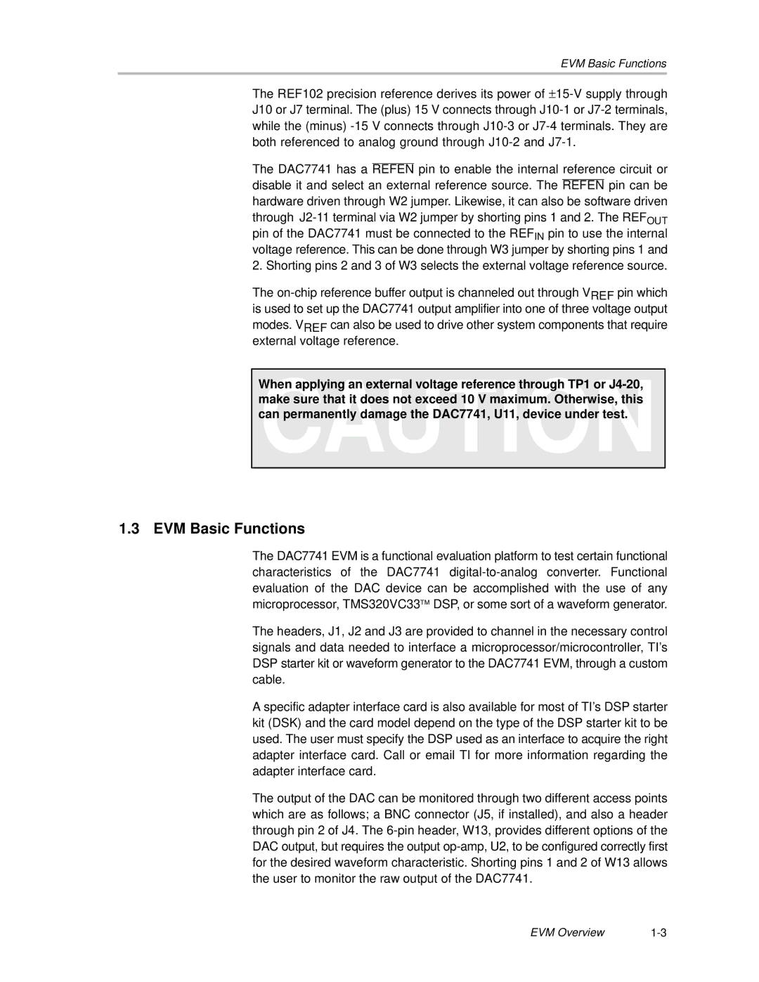 Texas Instruments DAC7741EVM manual EVM Basic Functions 