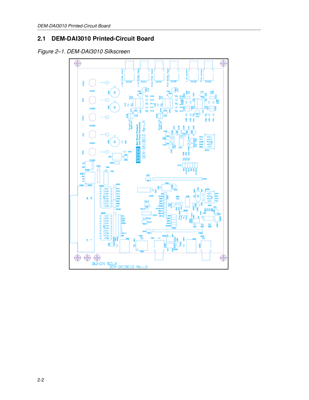 Texas Instruments manual DEM-DAI3010 Printed-Circuit Board, DEM-DAI3010 Silkscreen 