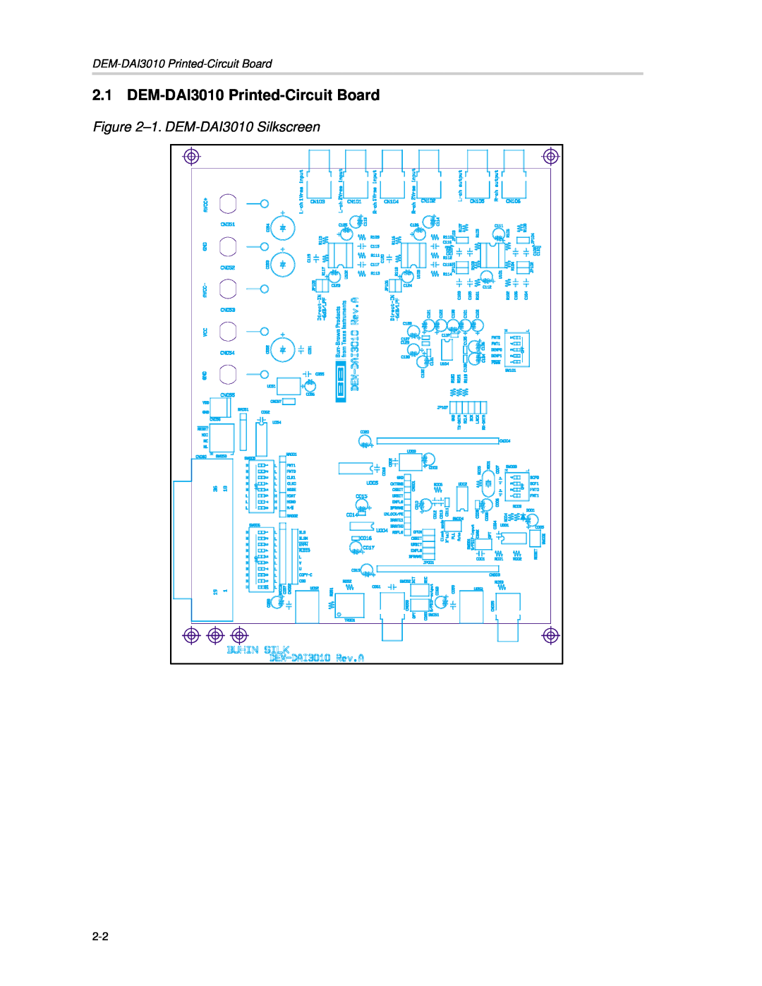 Texas Instruments manual DEM-DAI3010 Printed-CircuitBoard, 1. DEM-DAI3010Silkscreen 