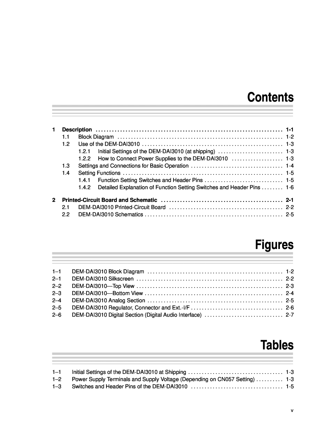 Texas Instruments DEM-DAI3010 manual Contents, Figures, Tables, Description, Printed-CircuitBoard and Schematic 