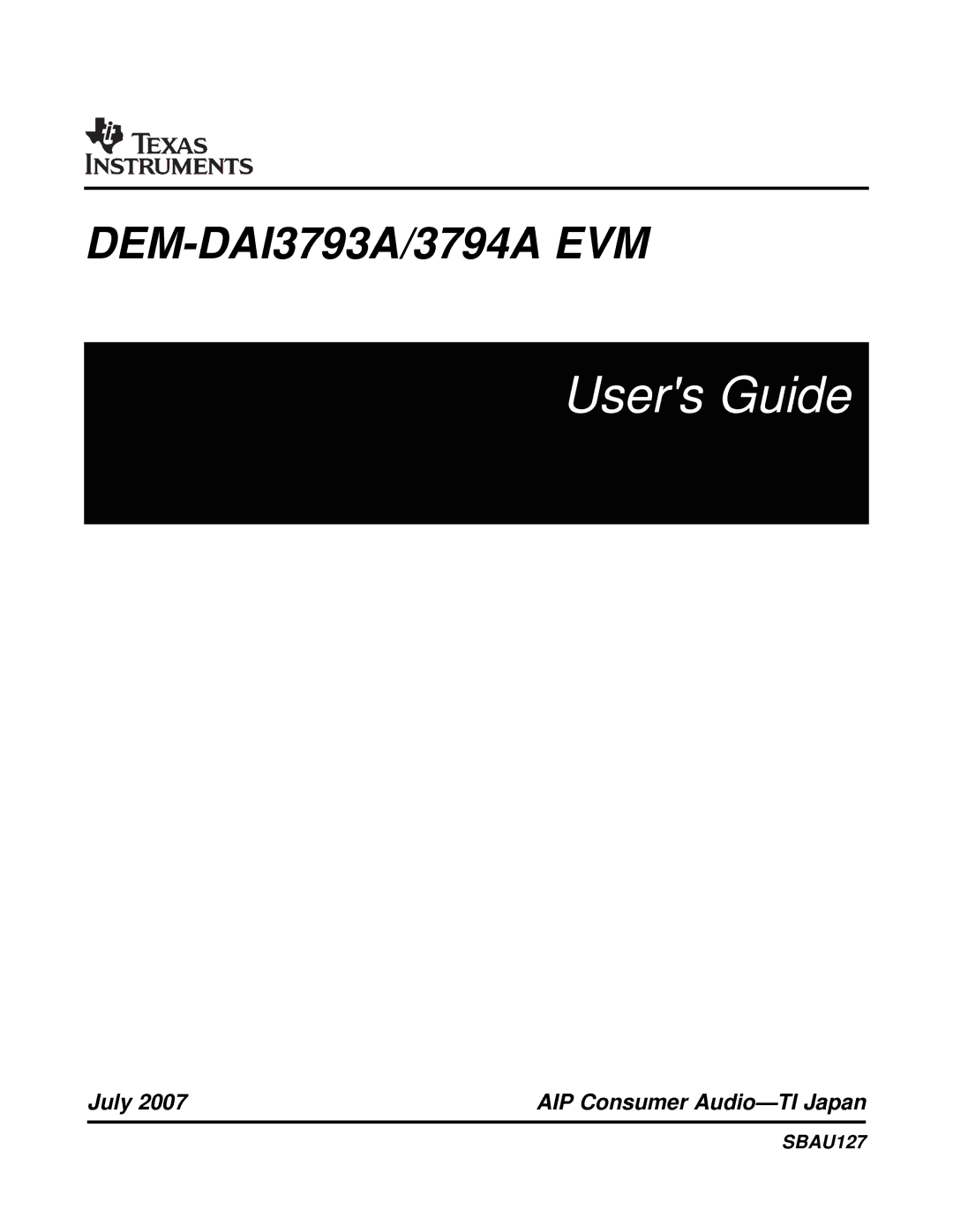 Texas Instruments DEM-DAI3793A manual Users Guide 