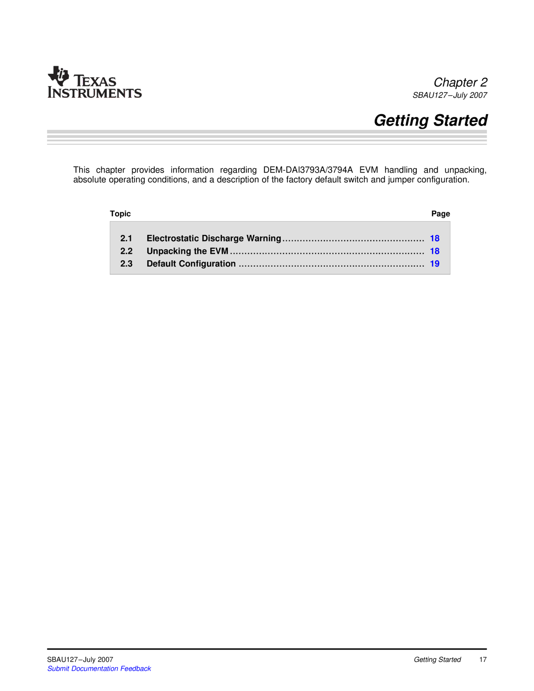 Texas Instruments DEM-DAI3793A manual Getting Started 