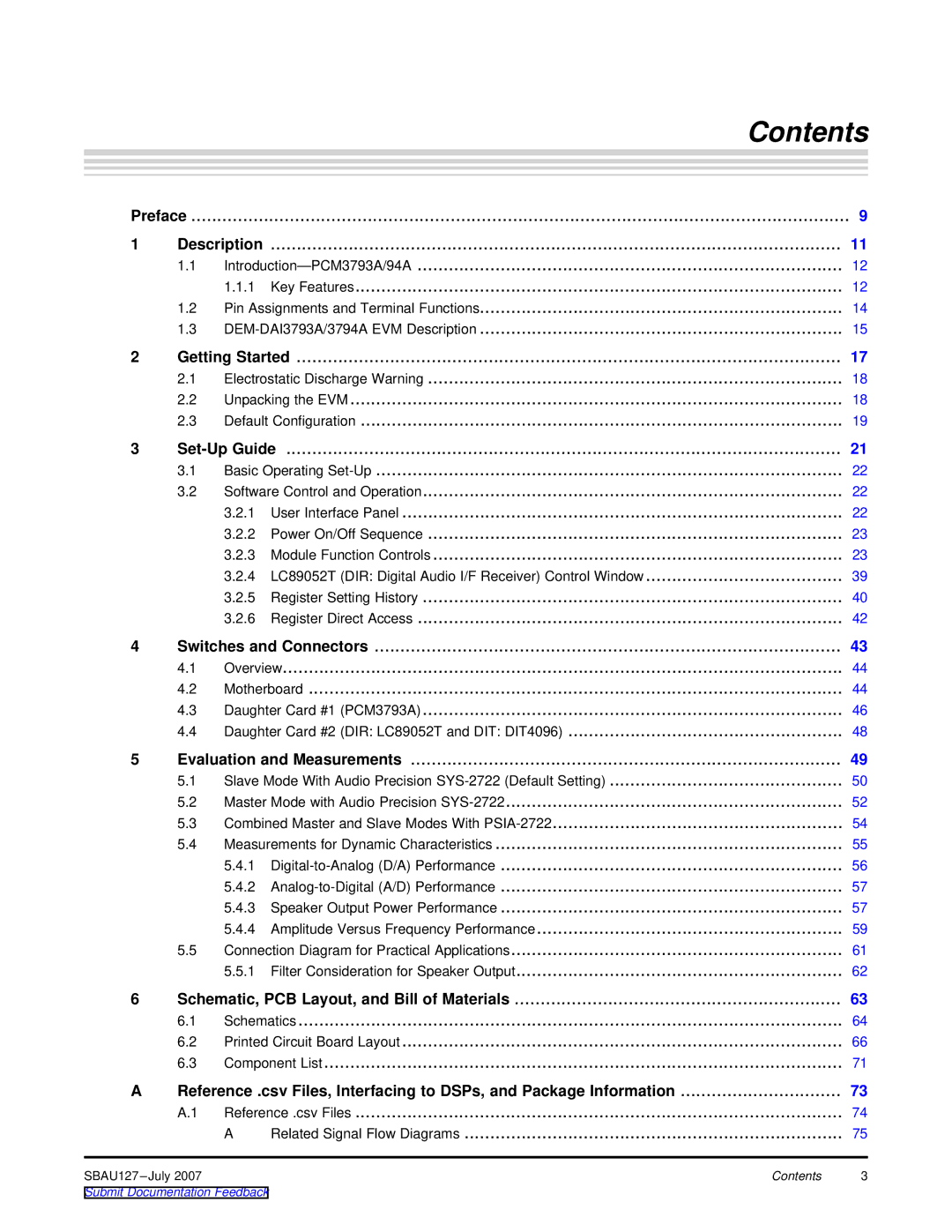 Texas Instruments DEM-DAI3793A manual Contents 