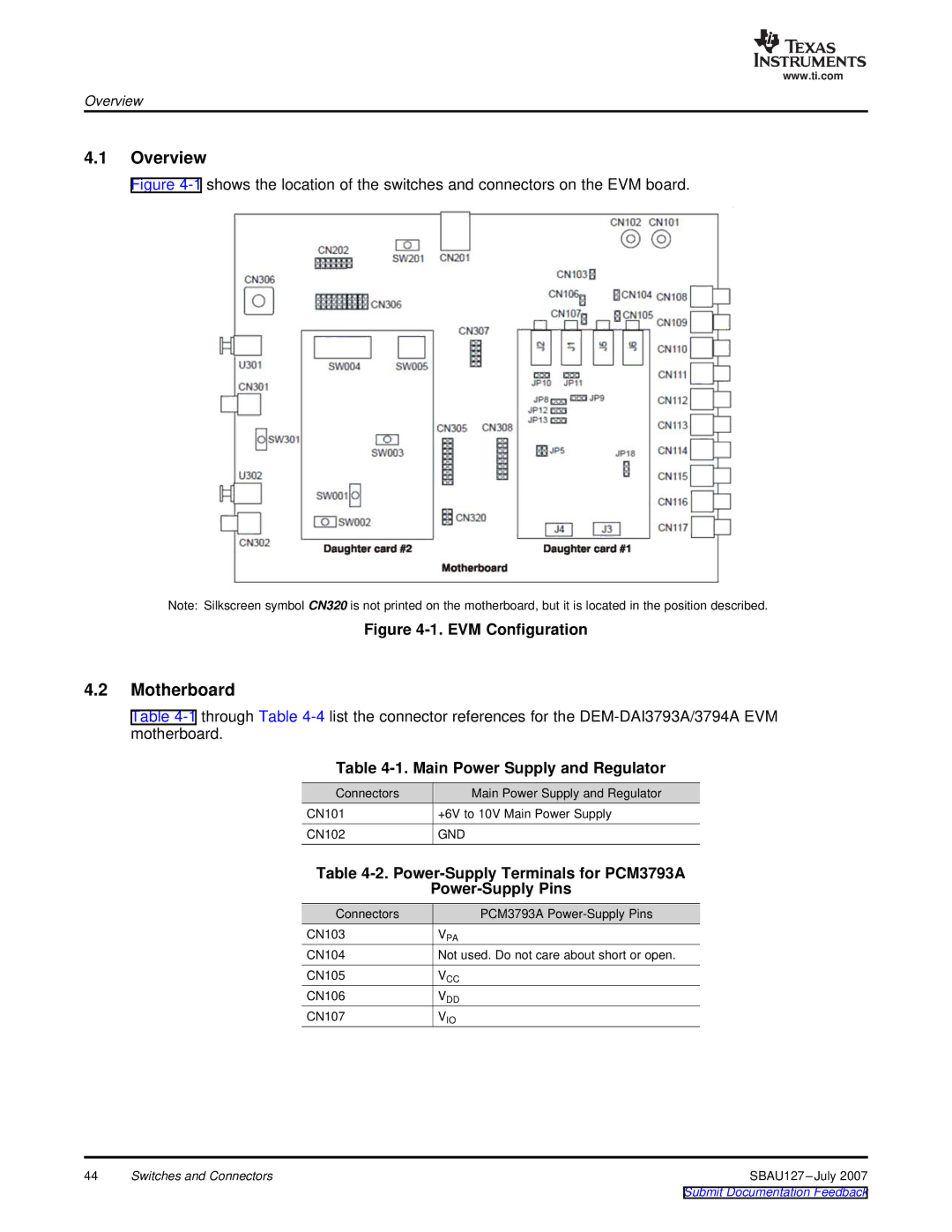 Texas Instruments DEM-DAI3793A manual Overview, Motherboard, Main Power Supply and Regulator 