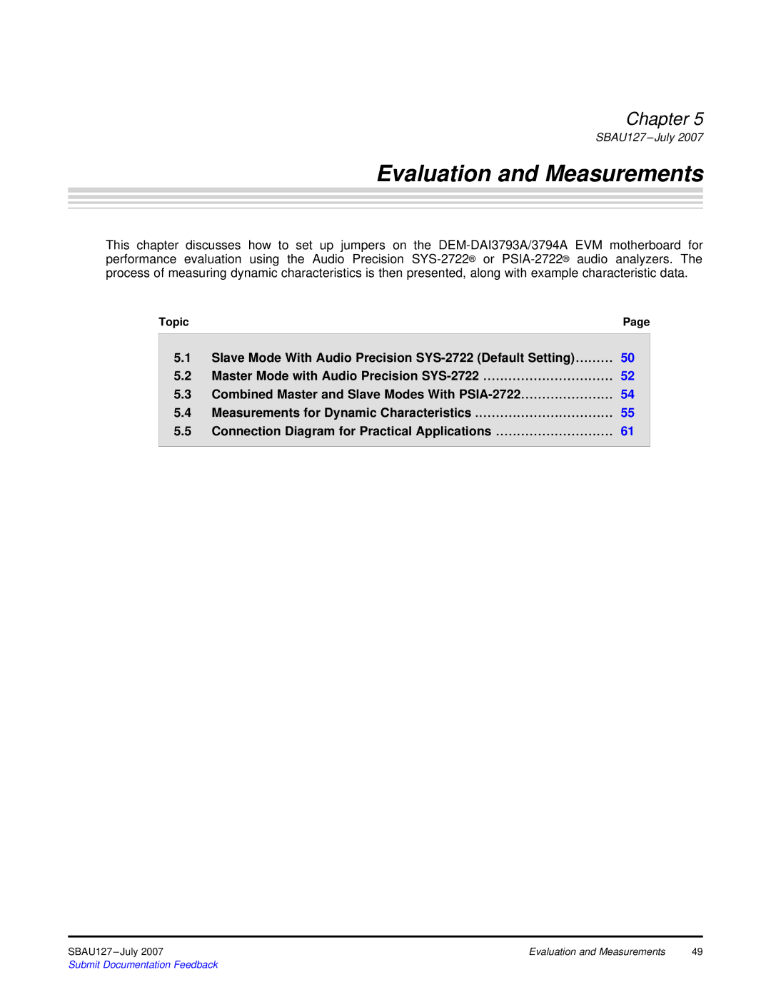 Texas Instruments DEM-DAI3793A manual Evaluation and Measurements 