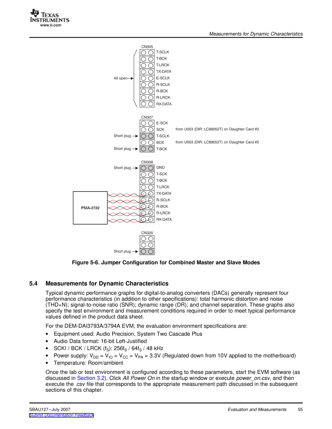 Texas Instruments DEM-DAI3793A manual Measurements for Dynamic Characteristics 