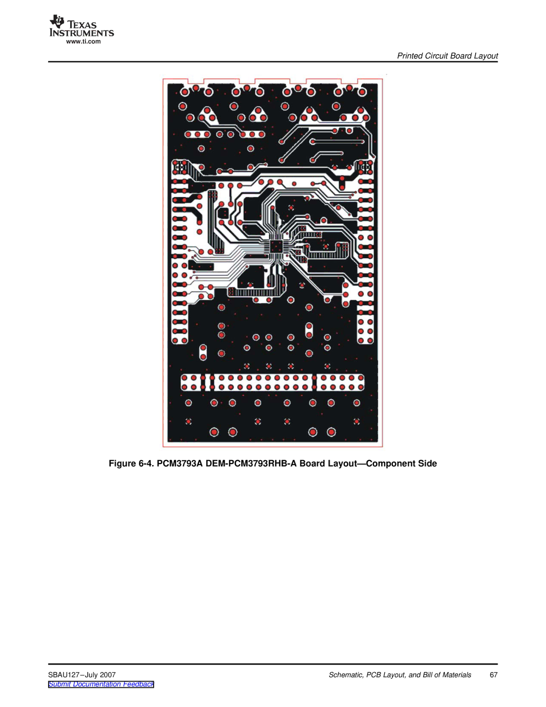 Texas Instruments DEM-DAI3793A manual PCM3793A DEM-PCM3793RHB-A Board Layout-Component Side 