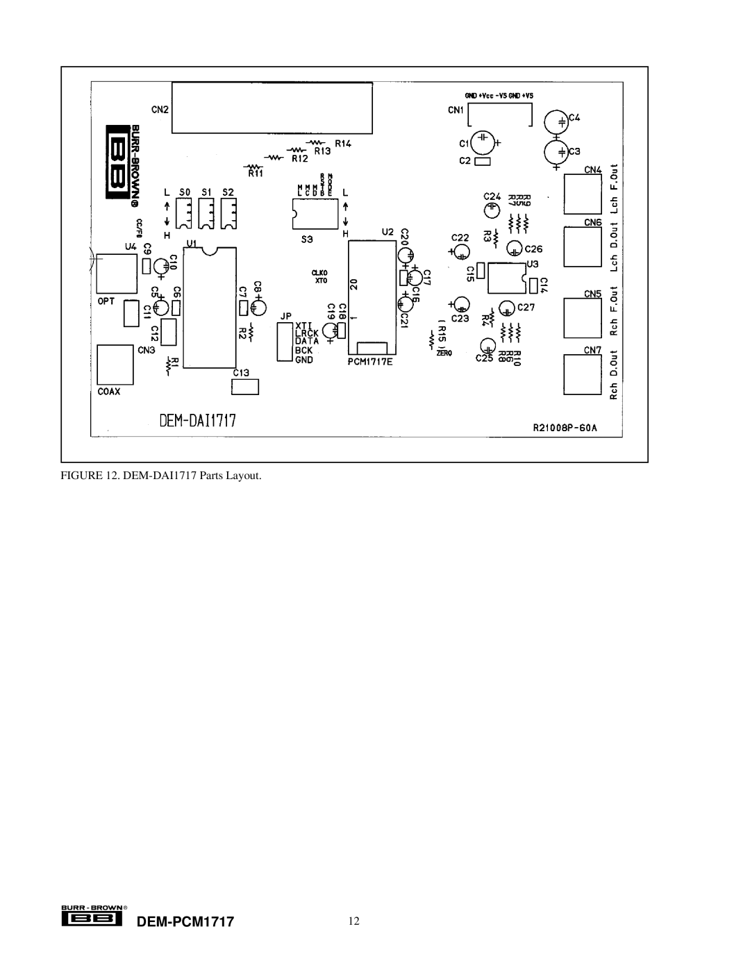 Texas Instruments manual DEM-PCM171712, DEM-DAI1717 Parts Layout 