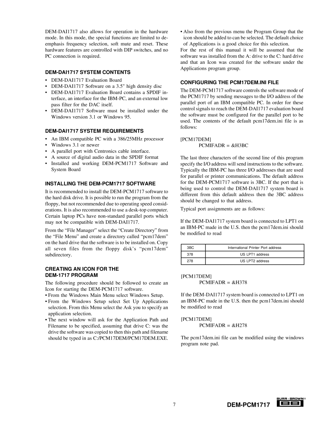 Texas Instruments manual 7DEM-PCM1717 