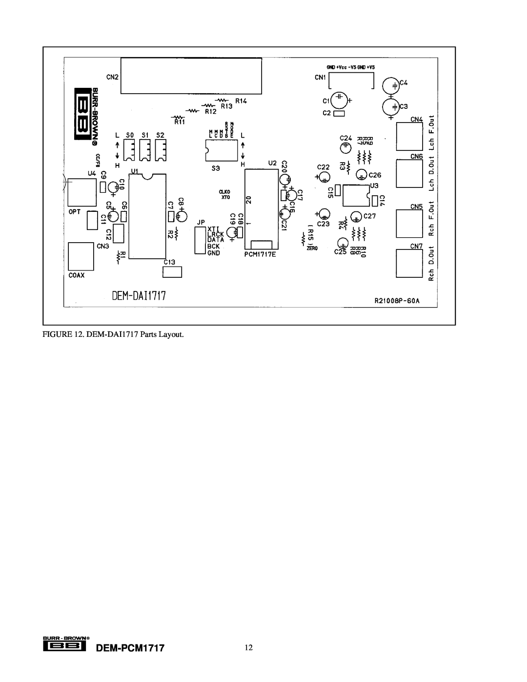 Texas Instruments manual DEM-PCM171712, DEM-DAI1717Parts Layout 