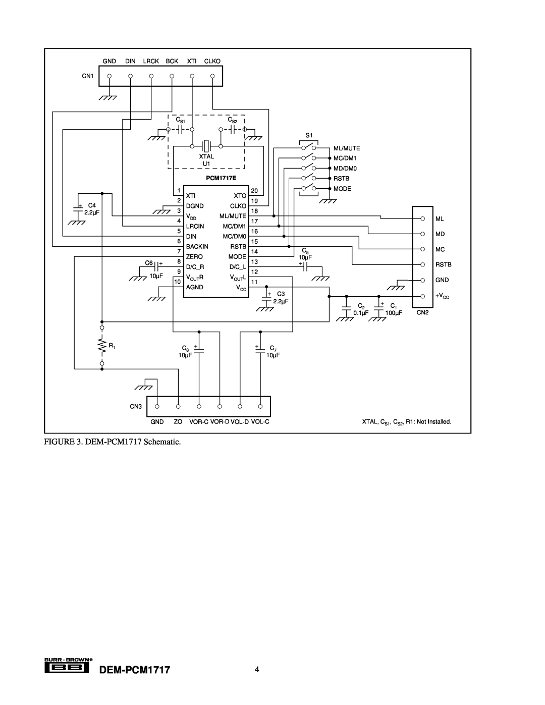 Texas Instruments manual DEM-PCM17174, DEM-PCM1717Schematic, PCM1717E 