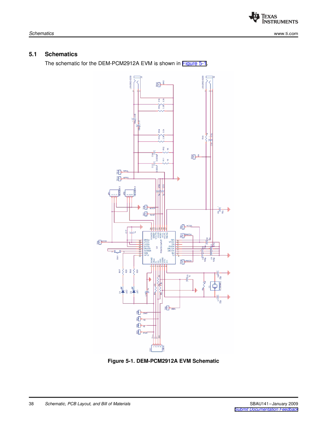 Texas Instruments manual Schematics, DEM-PCM2912A EVM Schematic 