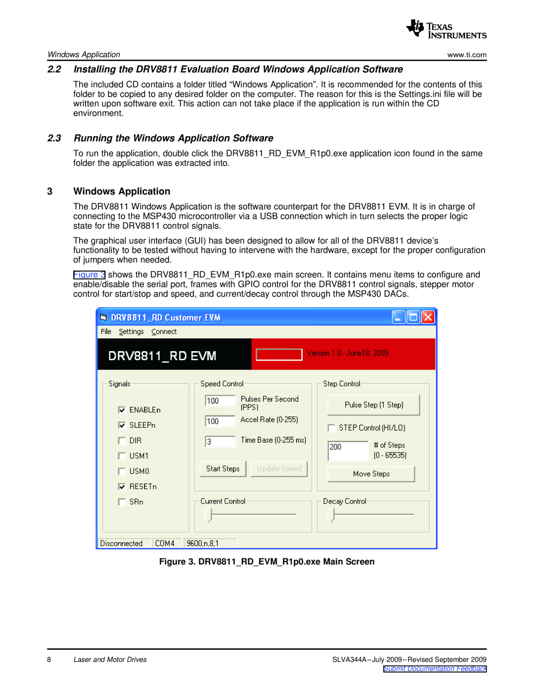 Texas Instruments DRV8811EVM manual Running the Windows Application Software 