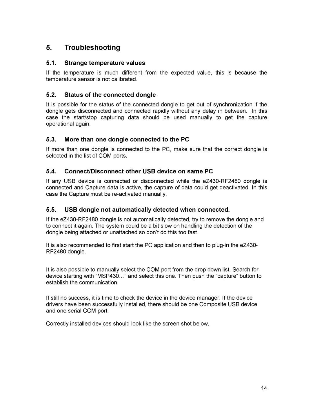 Texas Instruments eZ430-RF2480 manual Troubleshooting 