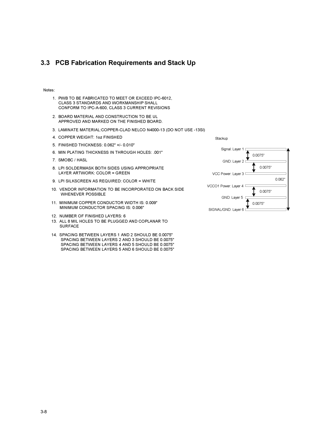 Texas Instruments HPL-D SLLU064A manual PCB Fabrication Requirements and Stack Up 