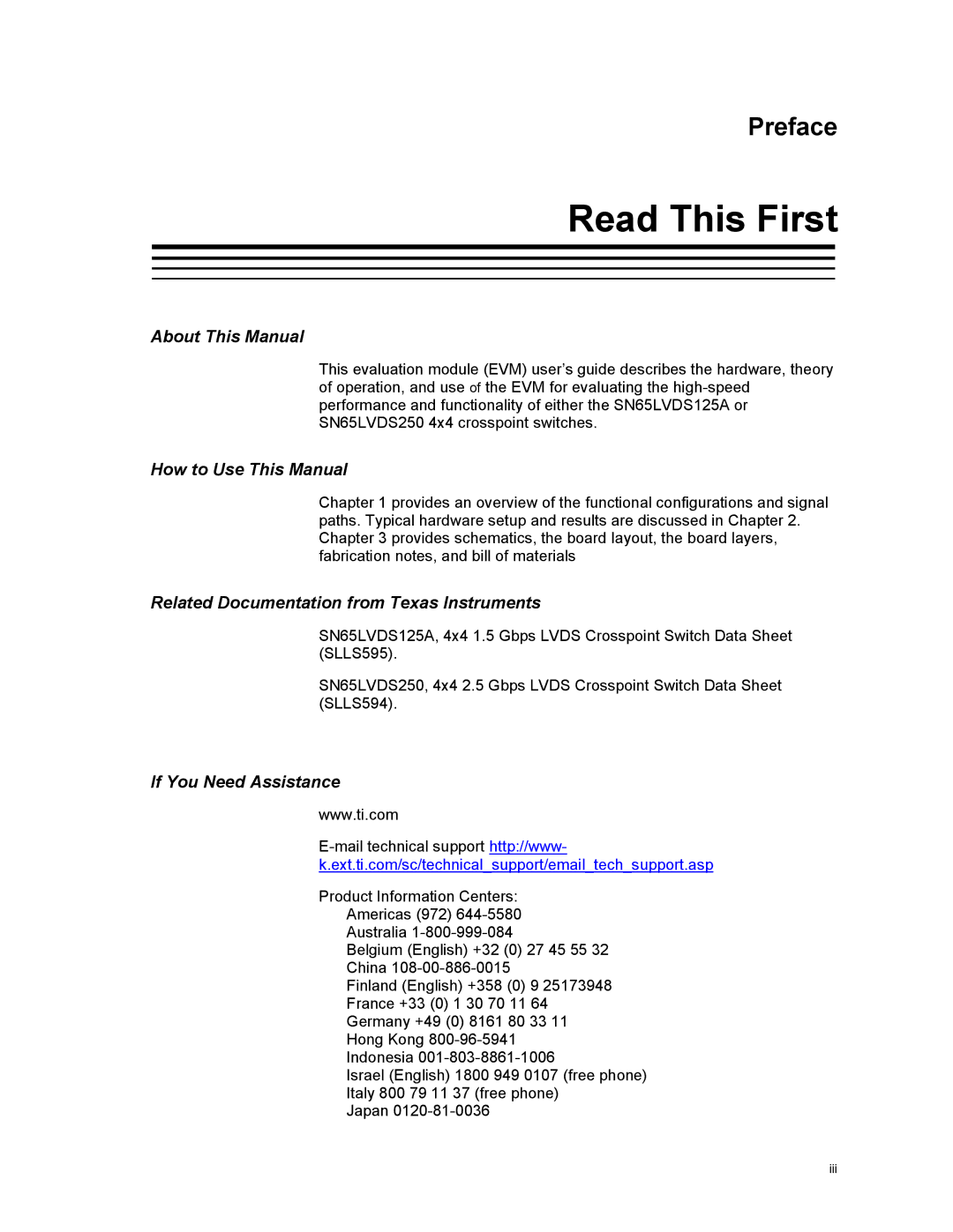 Texas Instruments HPL-D SLLU064A manual Read This First, About This Manual 