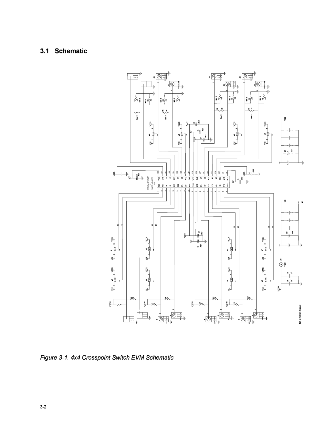 Texas Instruments HPL-D SLLU064A manual 1. 4x4 Crosspoint Switch EVM Schematic 
