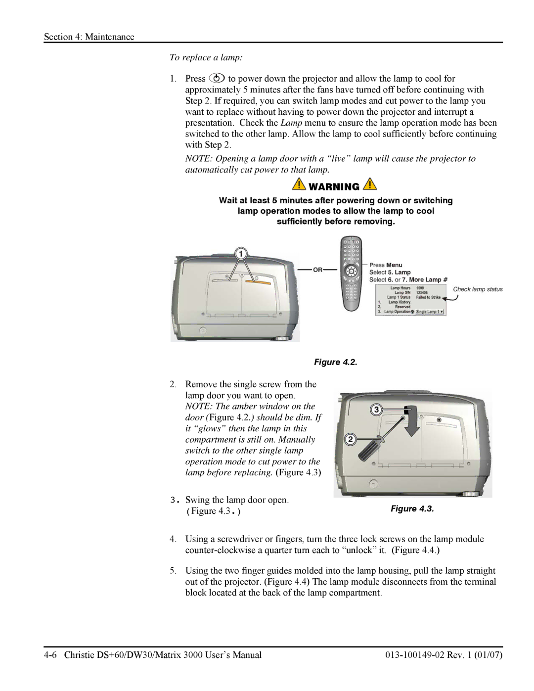 Texas Instruments DW30, MATRIX 3000 user manual To replace a lamp 