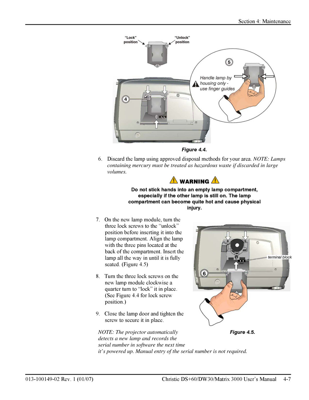 Texas Instruments MATRIX 3000 user manual Rev 01/07 Christie DS+60/DW30/Matrix 3000 User’s Manual 