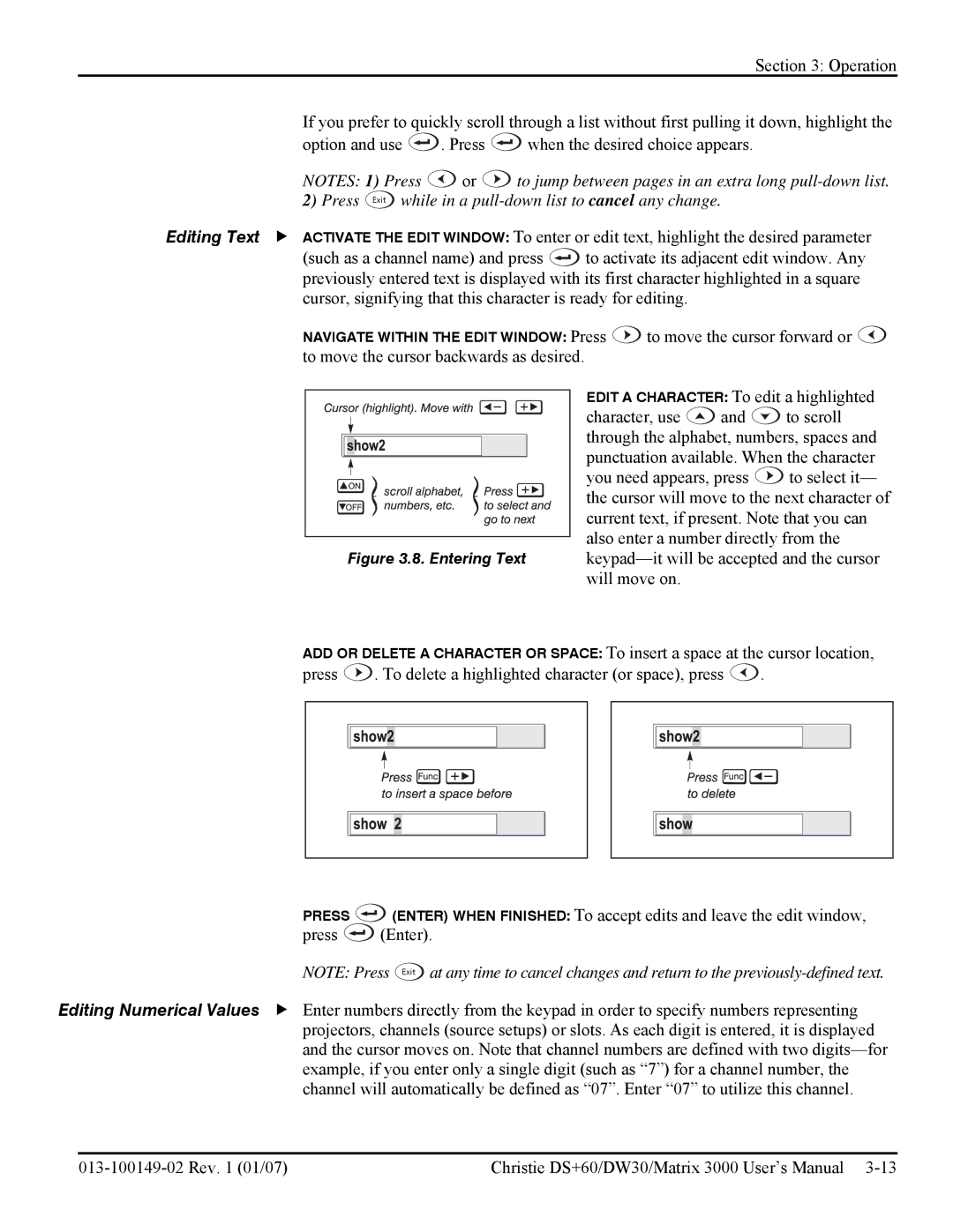 Texas Instruments MATRIX 3000, DW30 user manual To move the cursor forward or 