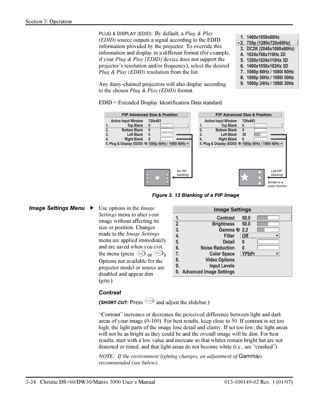 Texas Instruments DW30, MATRIX 3000 user manual Blanking of a PIP Image 