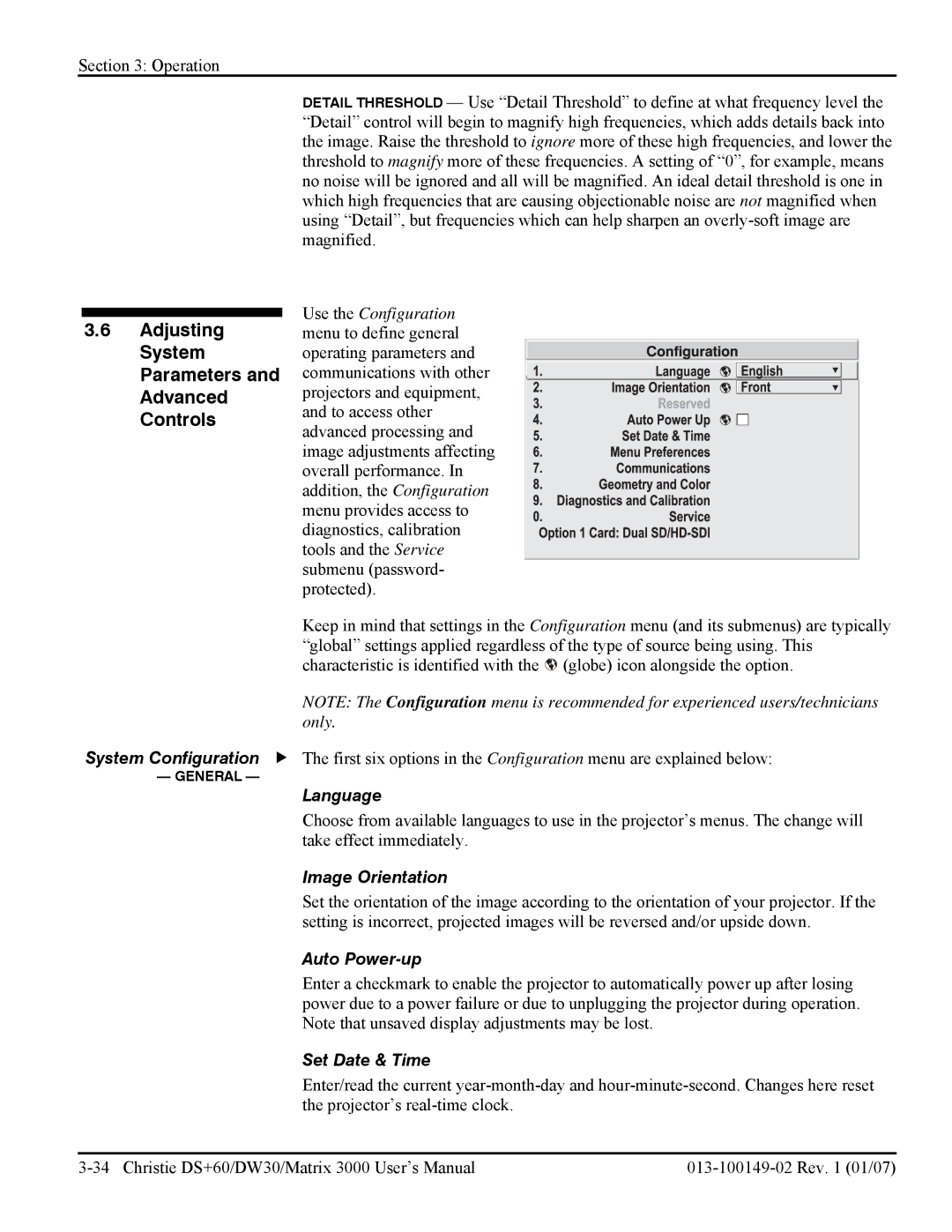 Texas Instruments DW30, MATRIX 3000 user manual Adjusting System Parameters and Advanced Controls 